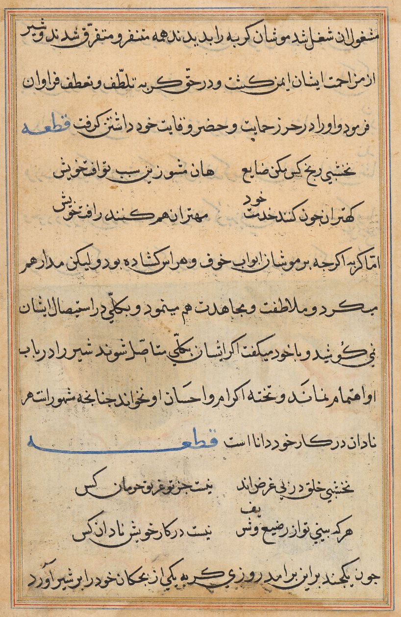 Pagina uit Verhalen van een Papegaai (Tuti-nama): tekstpagina door Unknown artist