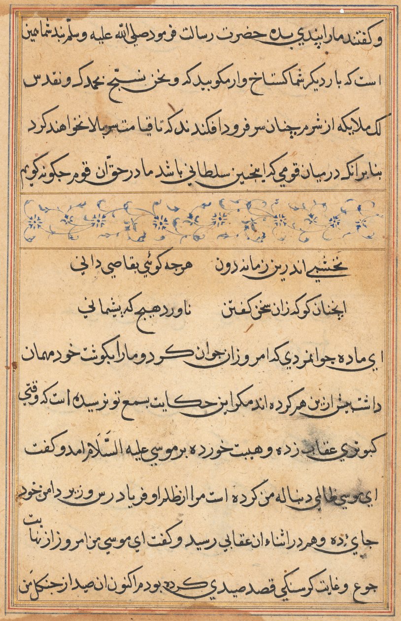 Pagina uit Verhalen van een Papegaai (Tuti-nama): tekstpagina door Unknown artist