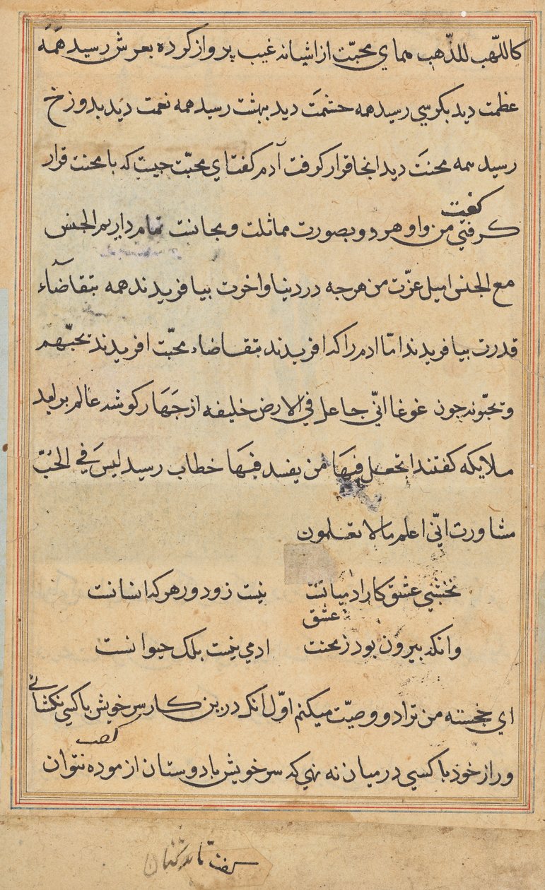 Pagina uit Verhalen van een Papegaai (Tuti-nama): tekstpagina door Unknown artist
