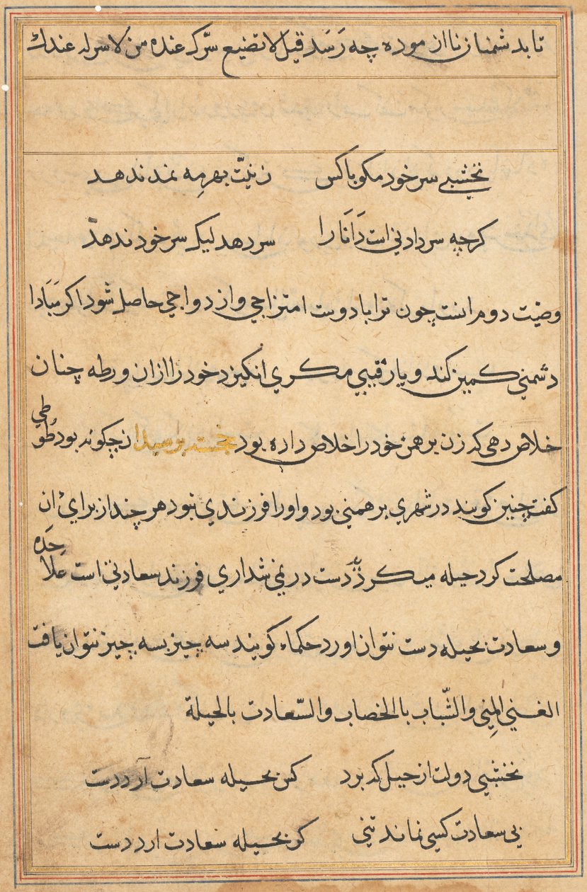 Pagina uit Verhalen van een Papegaai (Tuti-nama): tekstpagina door Unknown artist