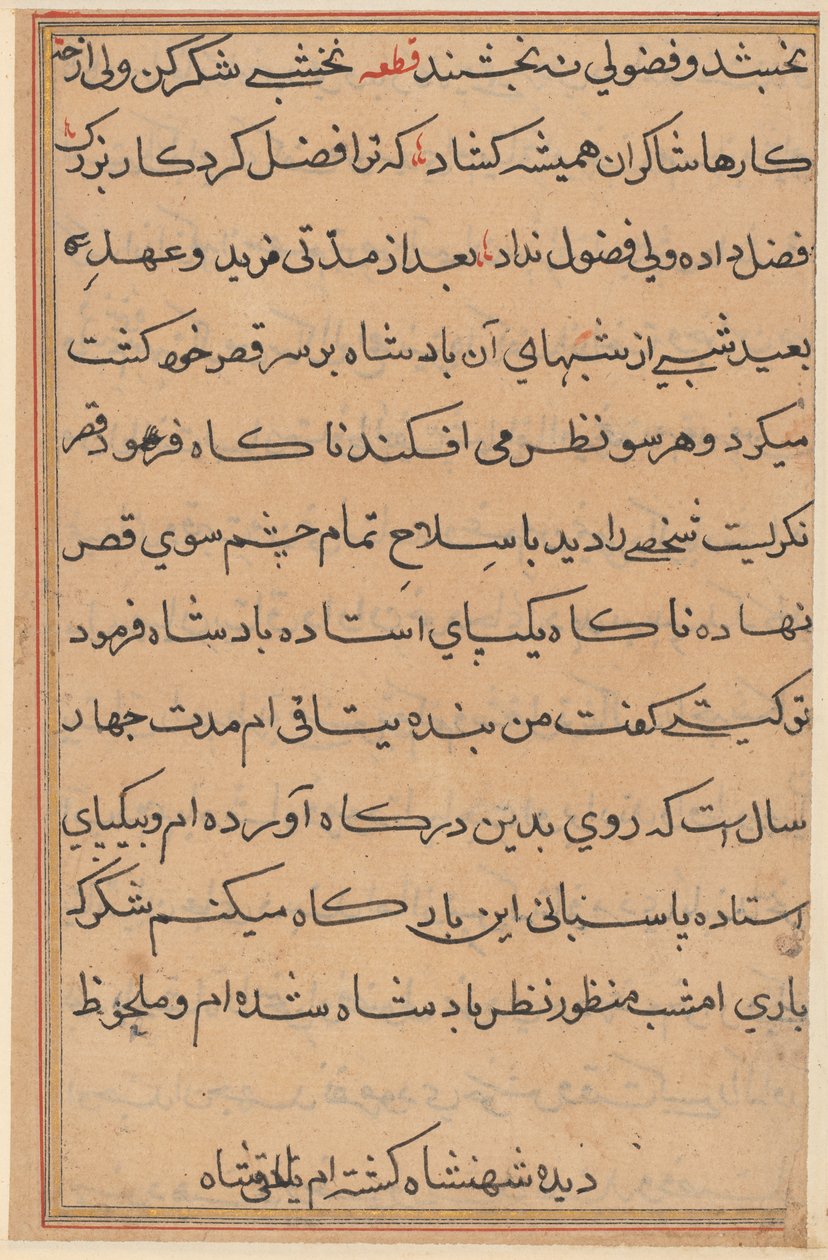 Pagina uit Verhalen van een Papegaai (Tuti-nama): tekstpagina door Unknown artist