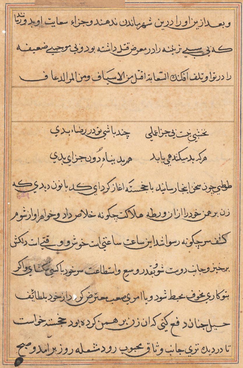 Pagina uit Verhalen van een Papegaai (Tuti-nama): tekstpagina door Unknown artist