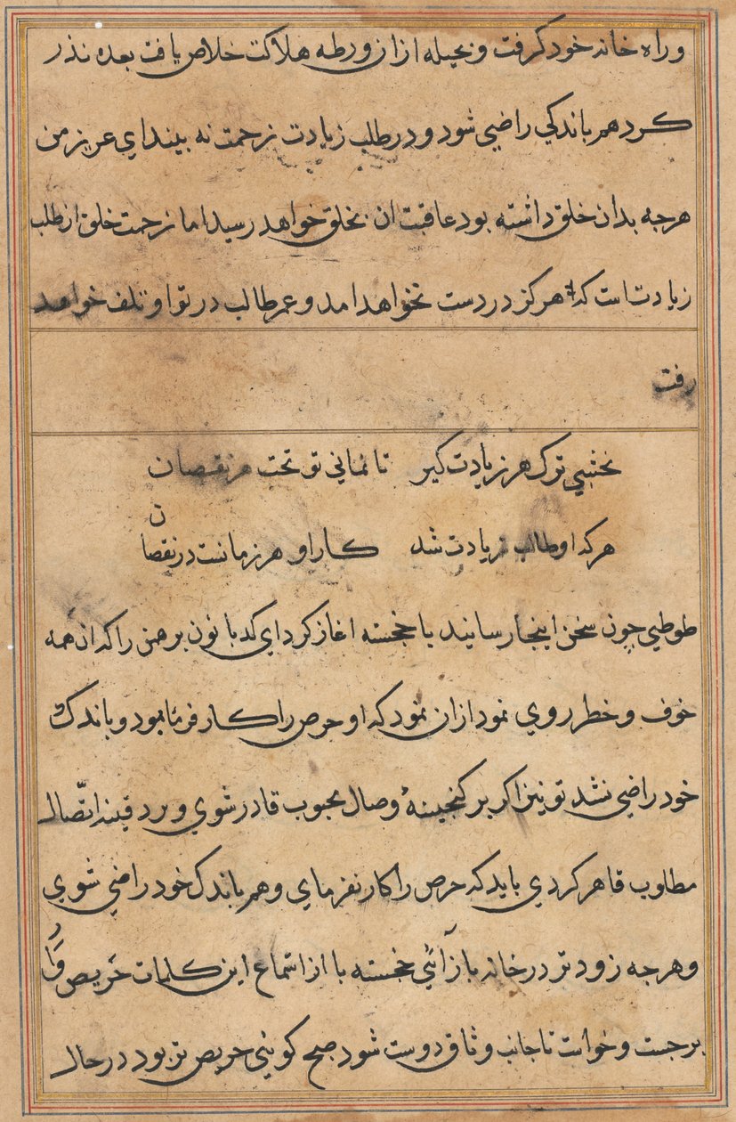 Pagina uit Verhalen van een Papegaai (Tuti-nama): tekstpagina door Unknown artist