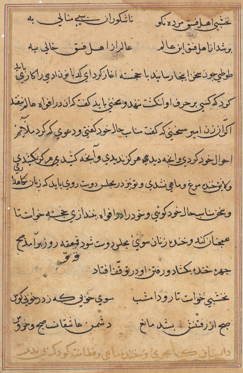 Pagina uit Verhalen van een Papegaai (Tuti-nama): tekstpagina door Unknown artist