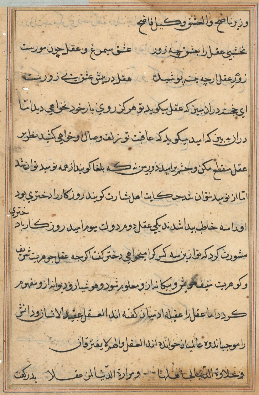Pagina uit Verhalen van een Papegaai (Tuti-nama): tekstpagina door Unknown artist