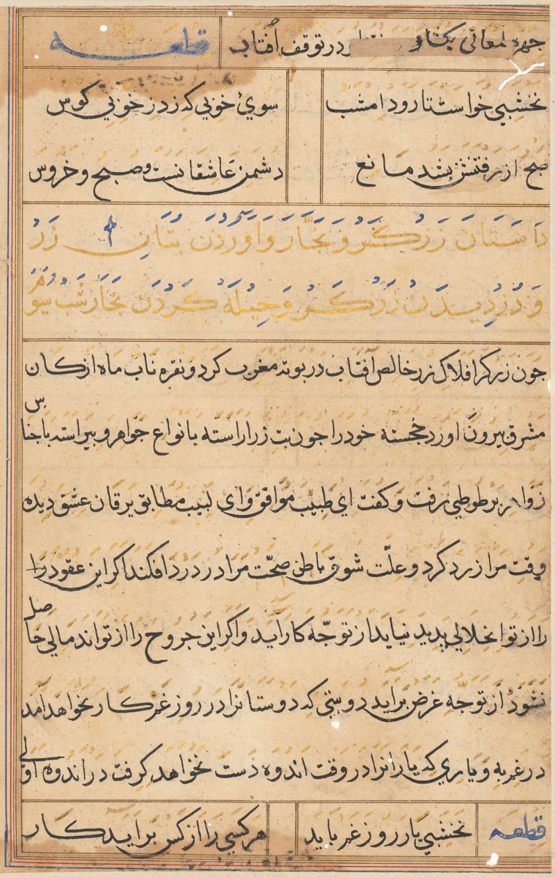 Pagina uit Verhalen van een Papegaai (Tuti-nama): tekstpagina door Unknown artist