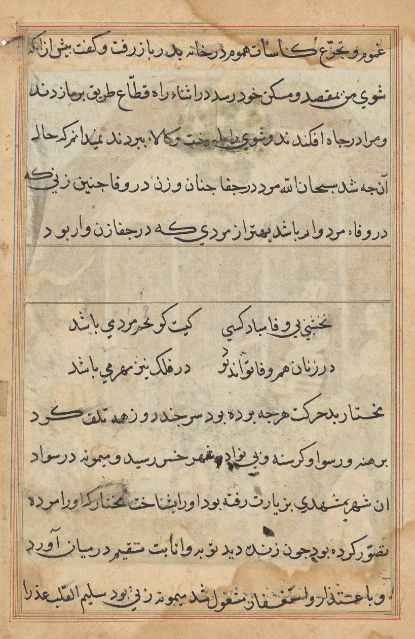 Pagina uit Verhalen van een Papegaai (Tuti-nama): tekstpagina door Unknown artist