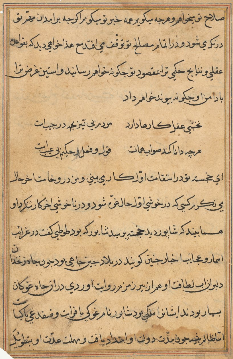 Pagina uit Verhalen van een Papegaai (Tuti-nama): tekstpagina door Unknown artist