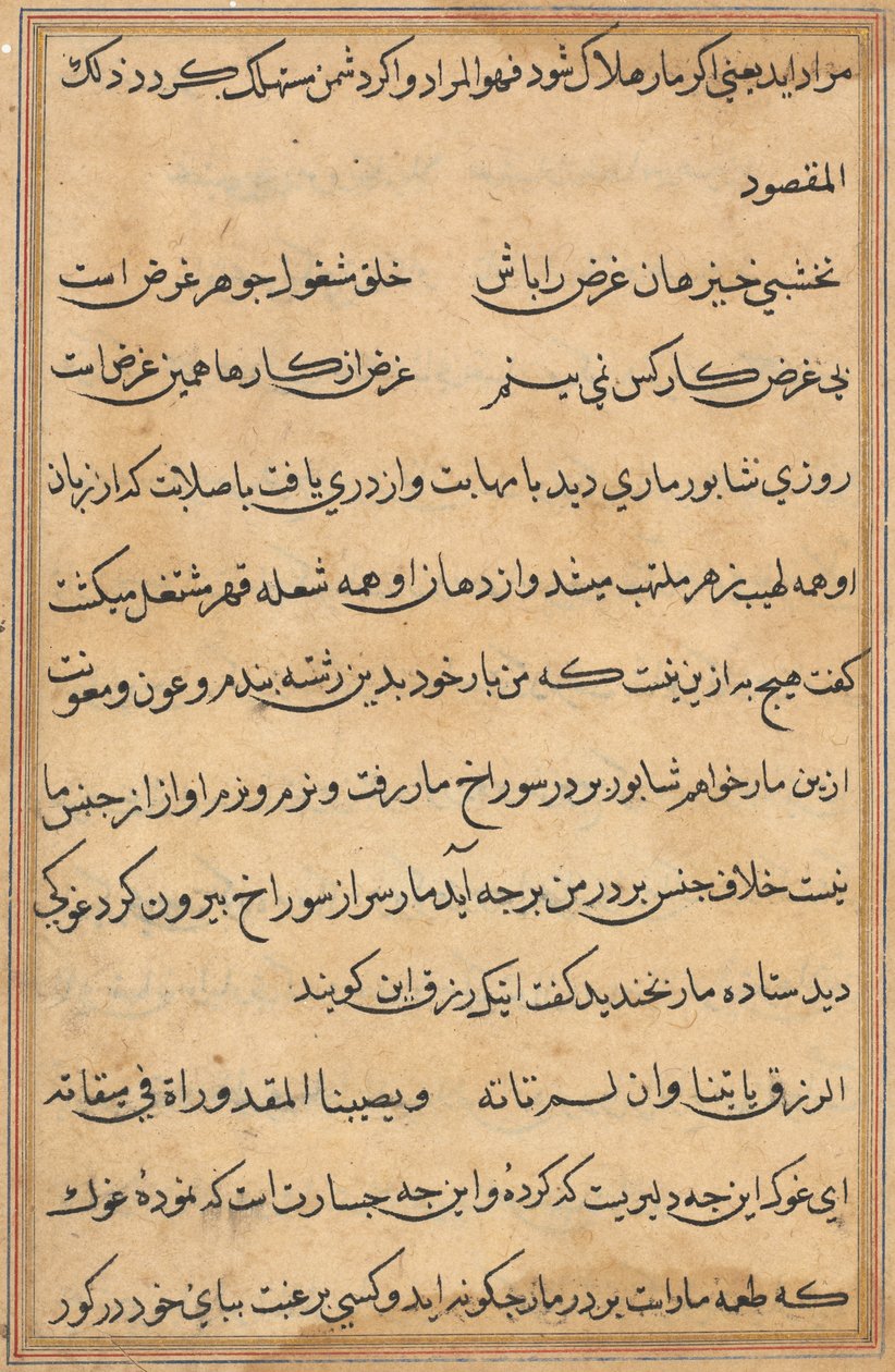 Pagina uit Verhalen van een Papegaai (Tuti-nama): tekstpagina door Unknown artist