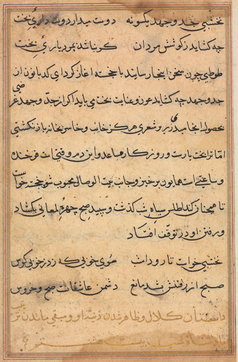 Pagina uit Verhalen van een Papegaai (Tuti-nama): tekstpagina door Unknown artist