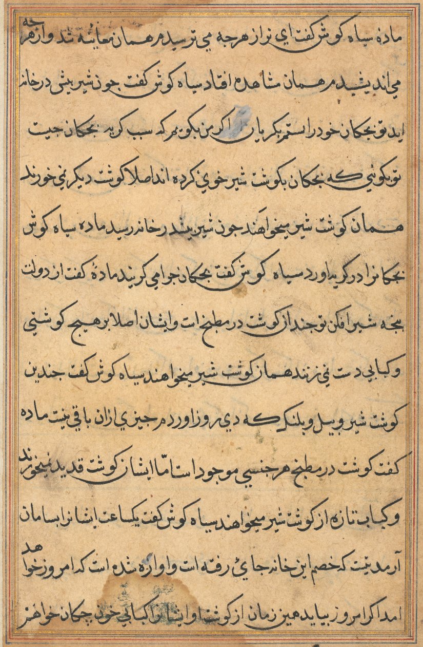 Pagina uit Verhalen van een Papegaai (Tuti-nama): tekstpagina door Unknown artist