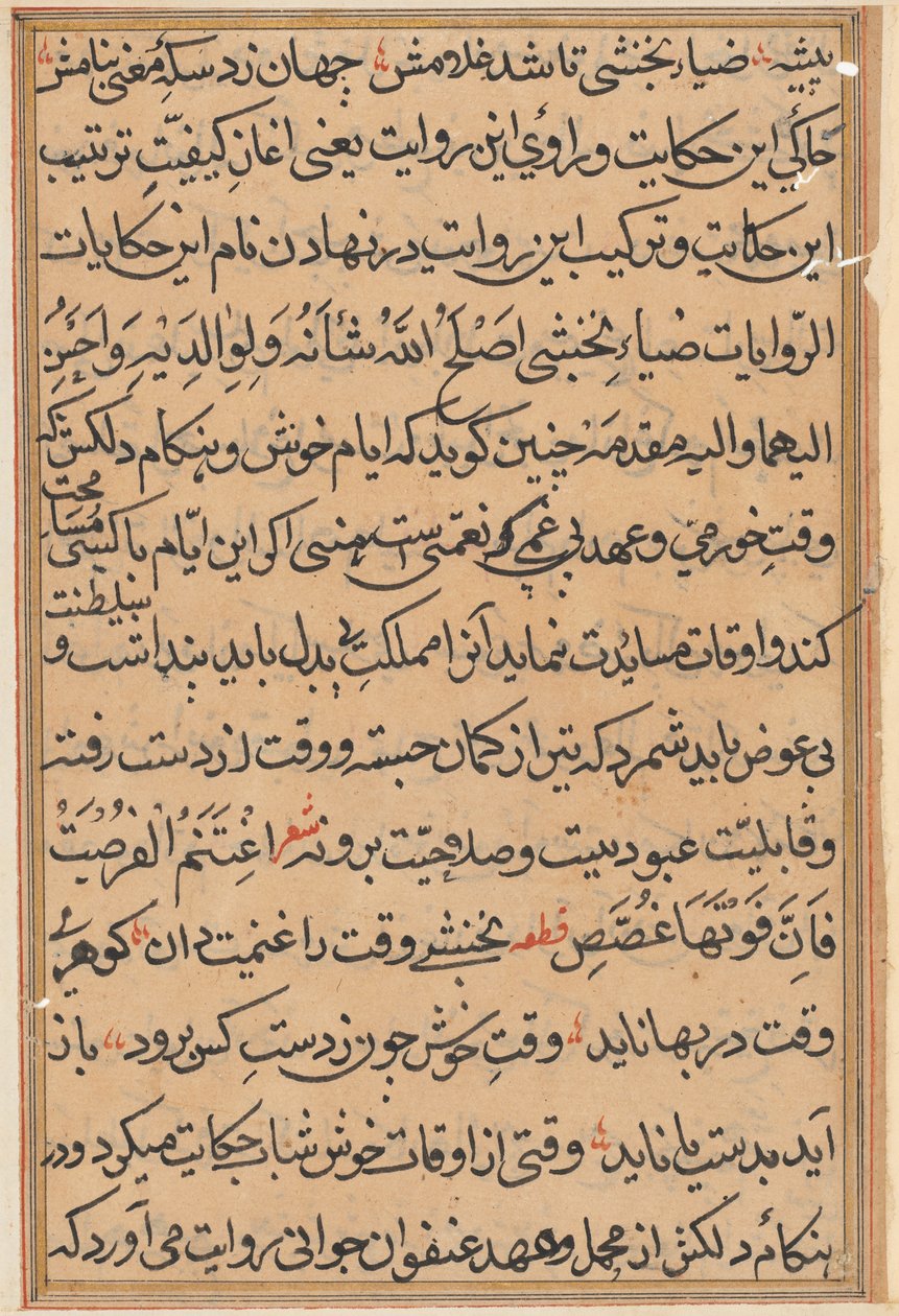 Pagina uit Verhalen van een Papegaai (Tuti-nama): tekstpagina door Unknown artist