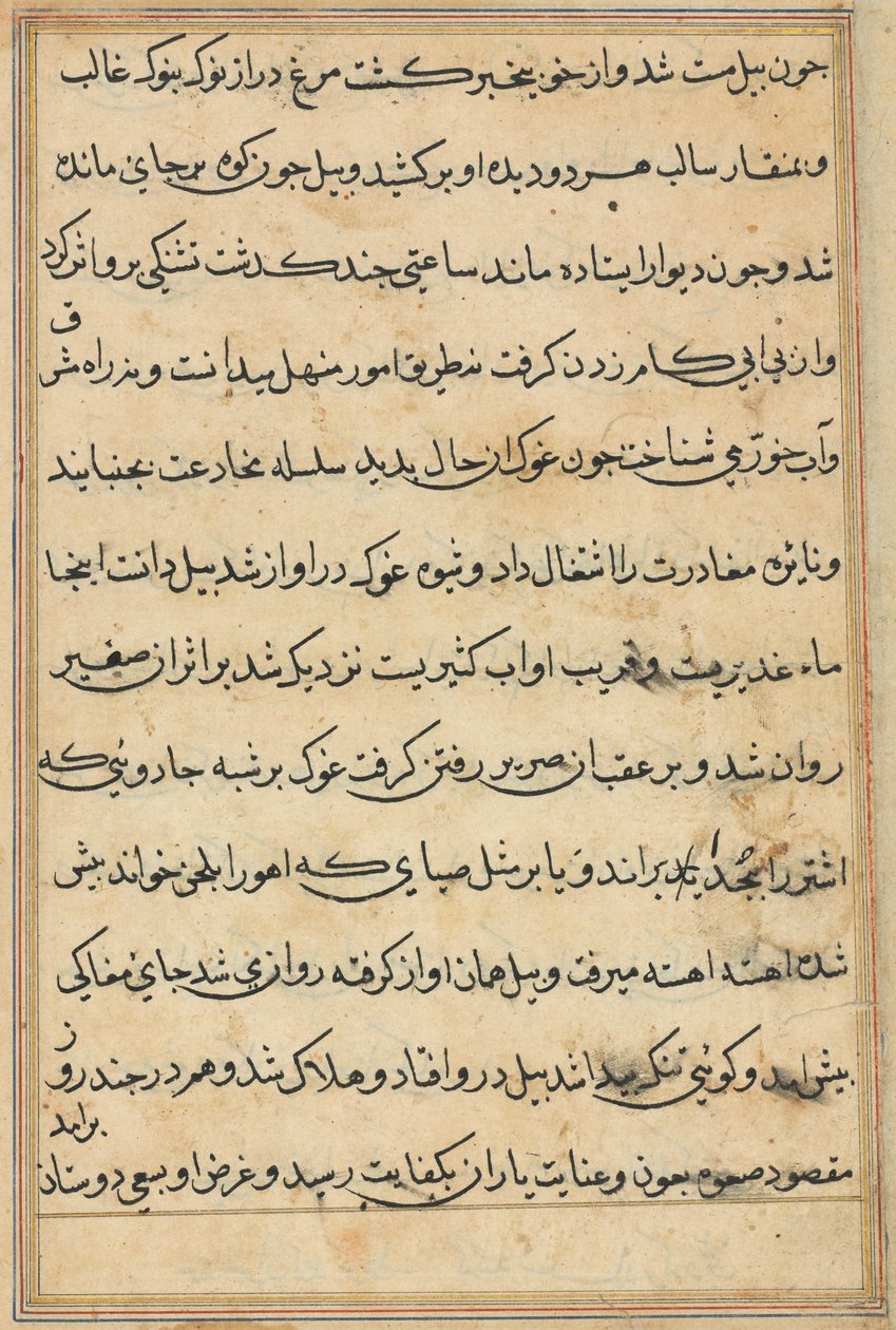 Pagina uit Verhalen van een Papegaai (Tuti-nama): tekstpagina door Unknown artist