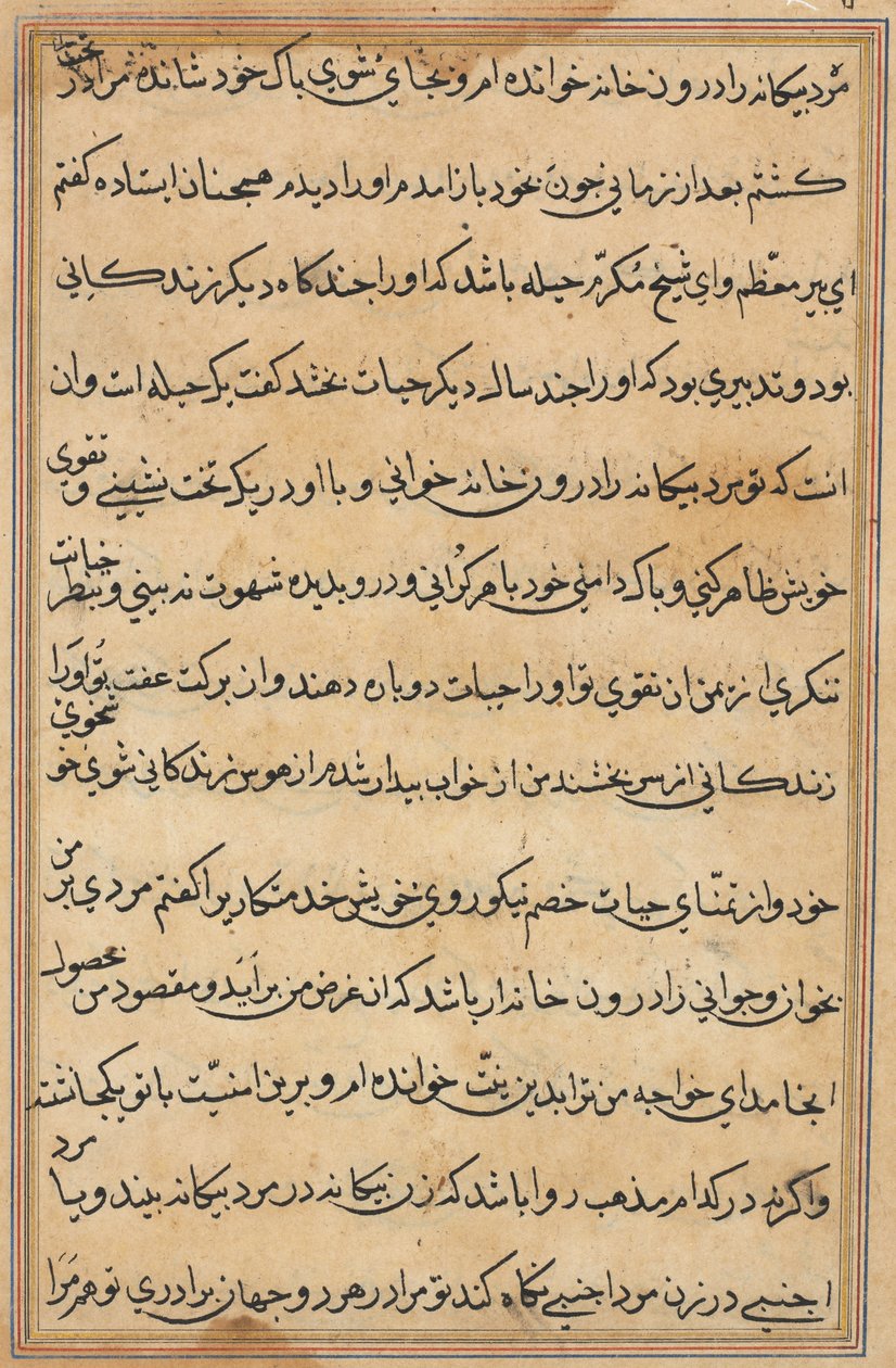 Pagina uit Verhalen van een Papegaai (Tuti-nama): tekstpagina door Unknown artist