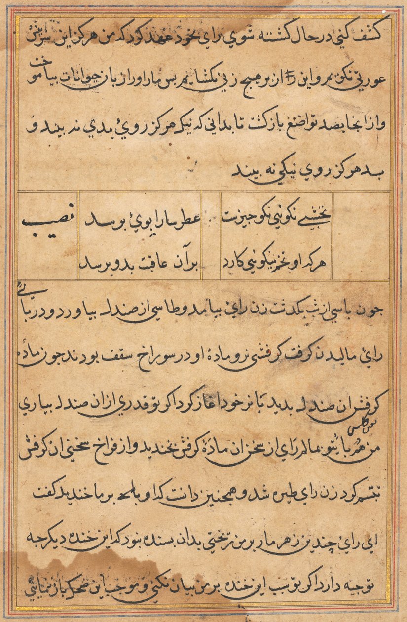 Pagina uit Verhalen van een Papegaai (Tuti-nama): tekstpagina door Unknown artist