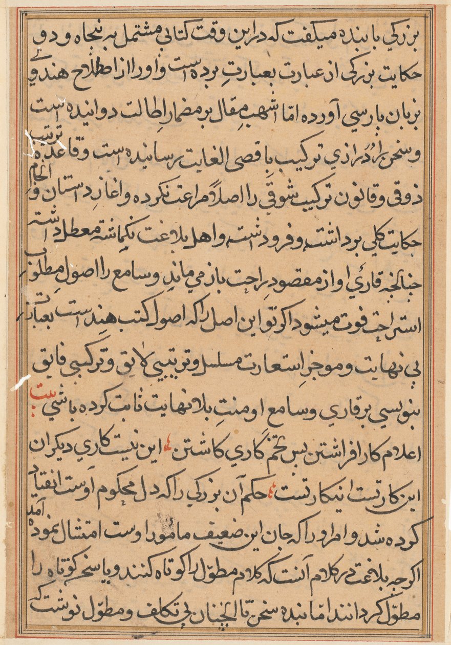 Pagina uit Verhalen van een Papegaai (Tuti-nama): tekstpagina door Unknown artist