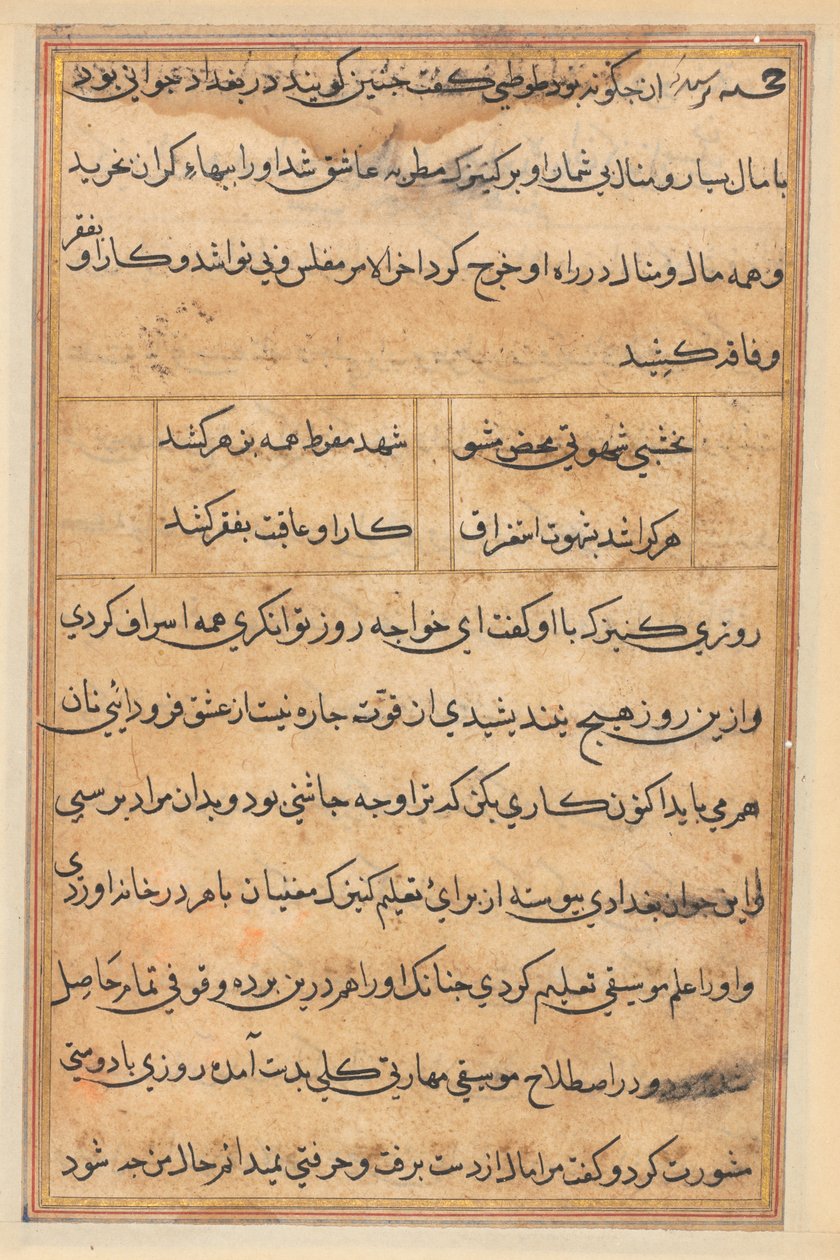 Pagina uit Verhalen van een Papegaai (Tuti-nama): tekstpagina door Unknown artist