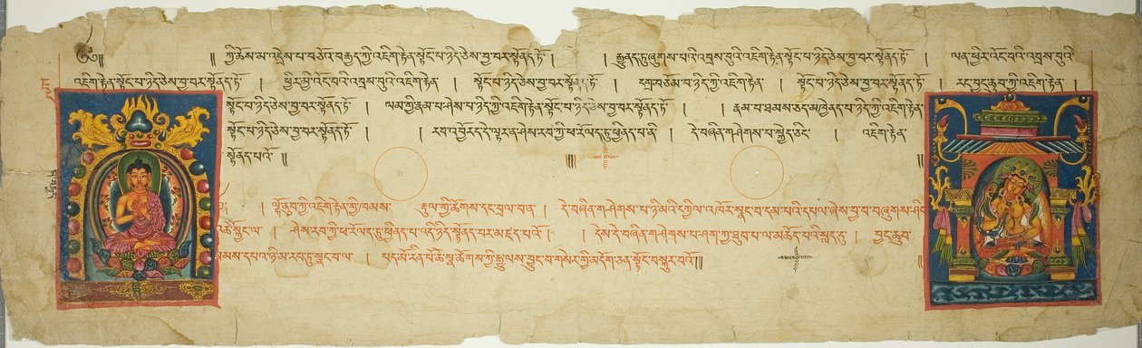 Pagina uit een boeddhistisch manuscript door Unknown artist
