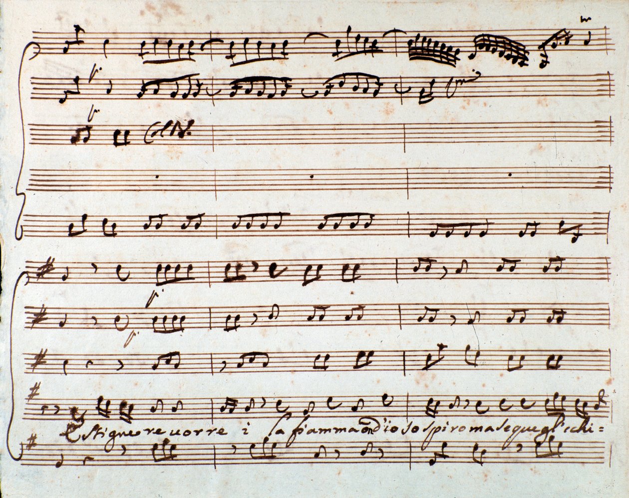 Pagina van de partituur van Estinguere vorrei aria in Griselda opera door Antonio Vivaldi door Unknown artist