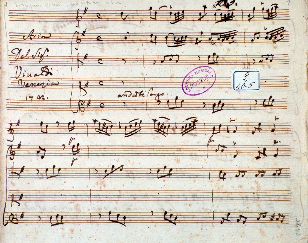 Pagina van de partituur van Estinguere vorrei aria in Griselda opera door Antonio Vivaldi door Unknown artist