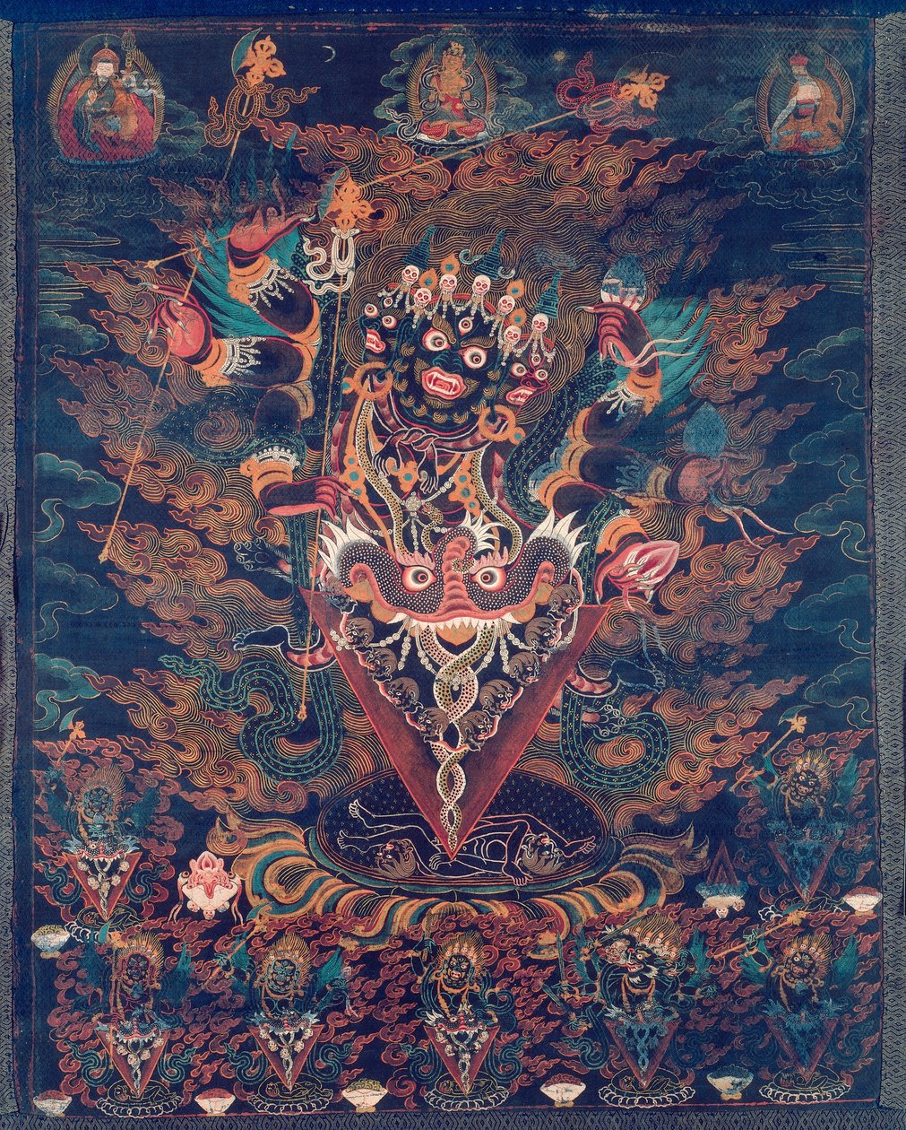 Geschilderde banier (Thangka) met Guru Dragpur, een toornige vorm van Padmasambhava door Unknown artist