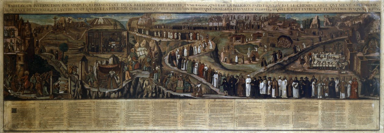 Schilderij... dat twee religies vertegenwoordigt, een valse... de papist... een ware... de christen door Unknown artist
