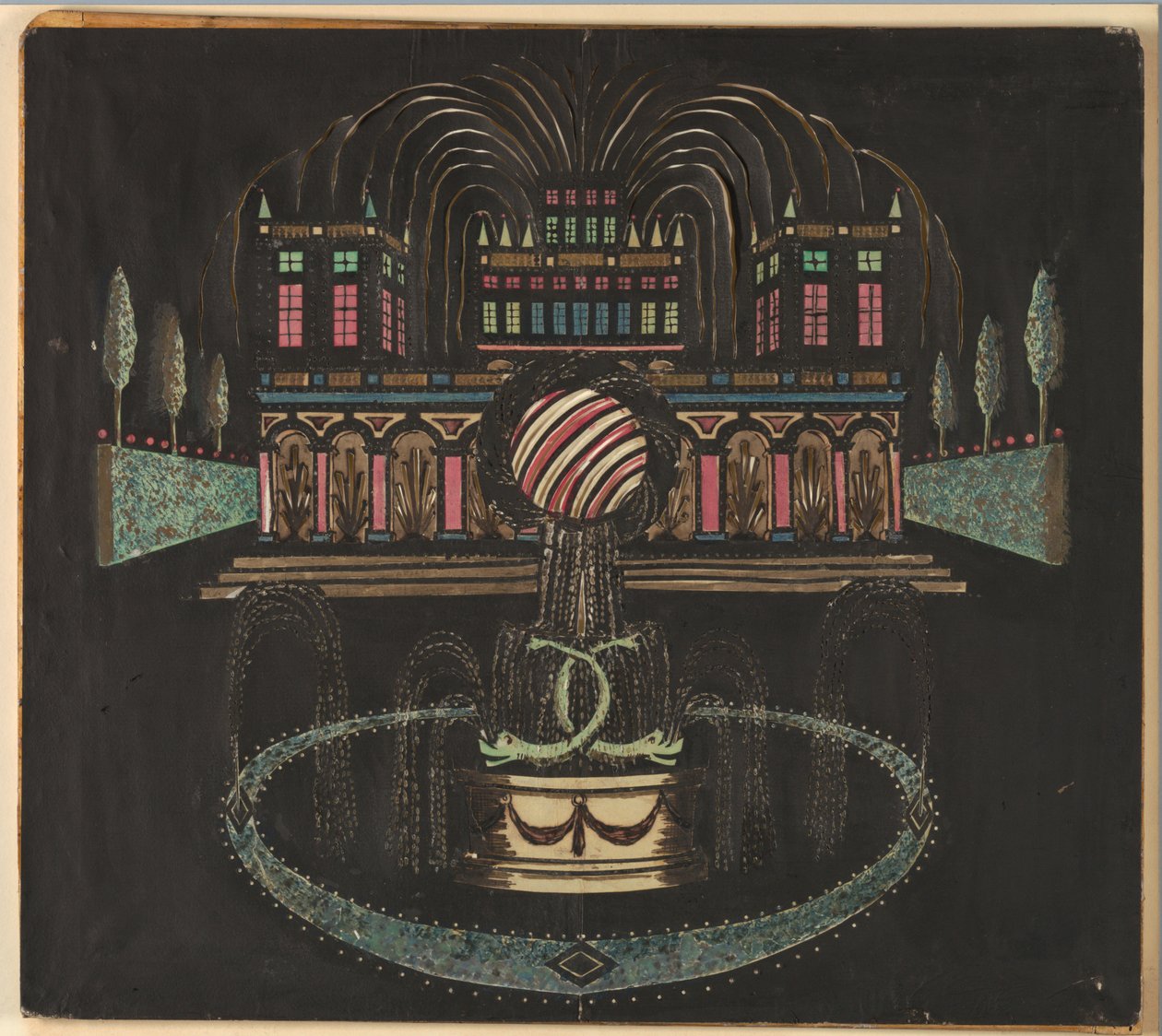 Paleis en Fontein door Unknown artist