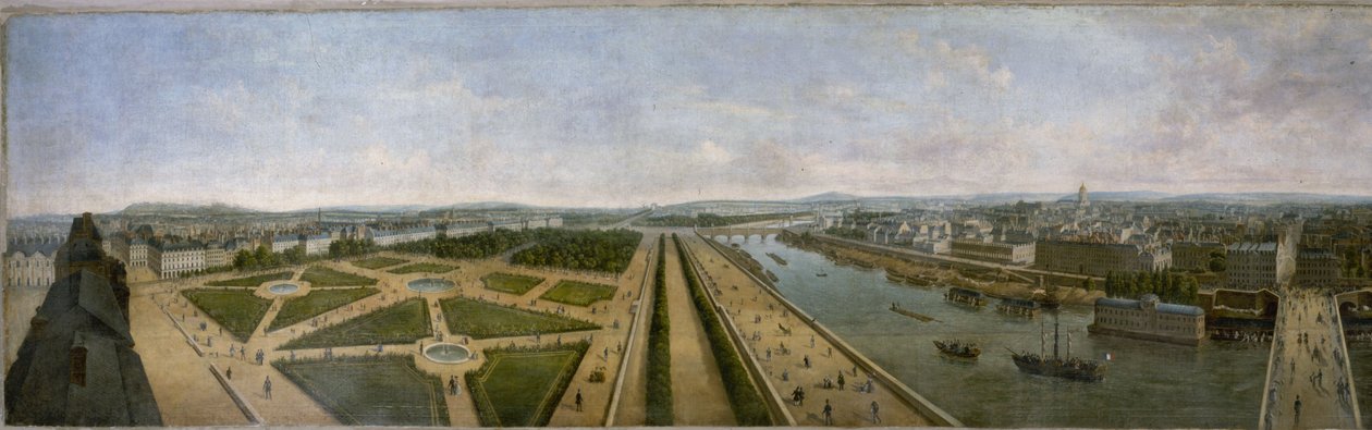 Panorama van Parijs vanaf het dak van het Pavillon de Flore in de Tuilerieën, ca. 1833 door Unknown artist