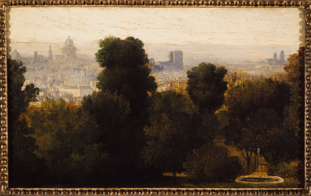 Parijs gezien vanaf de hoogten van Belleville; circa 1840, huidige 19e arrondissement, in 1840 door Unknown artist