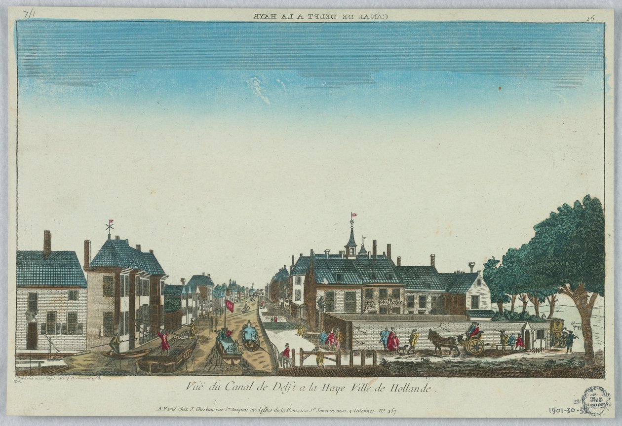 Kijkdoos, Vuë du Canal de Delft à la Haye Ville de Hollande, 16 door Unknown artist