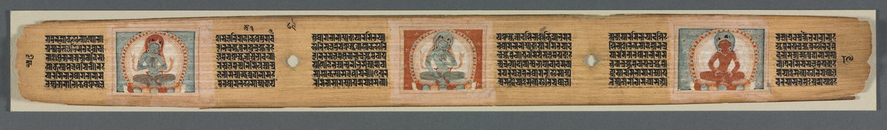 Volmaaktheid van Wijsheid in Achtduizend Regels: Ashtasahasrika Prajnaparamita: Versierde Bladzijde (recto) door Unknown artist