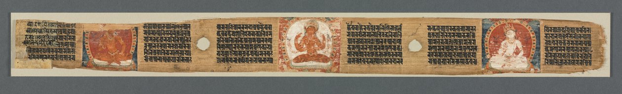 Volmaaktheid van wijsheid in achtduizend regels: Ashtasahasrika Prajnaparamita: Gedecoreerd blad (recto) door Unknown artist
