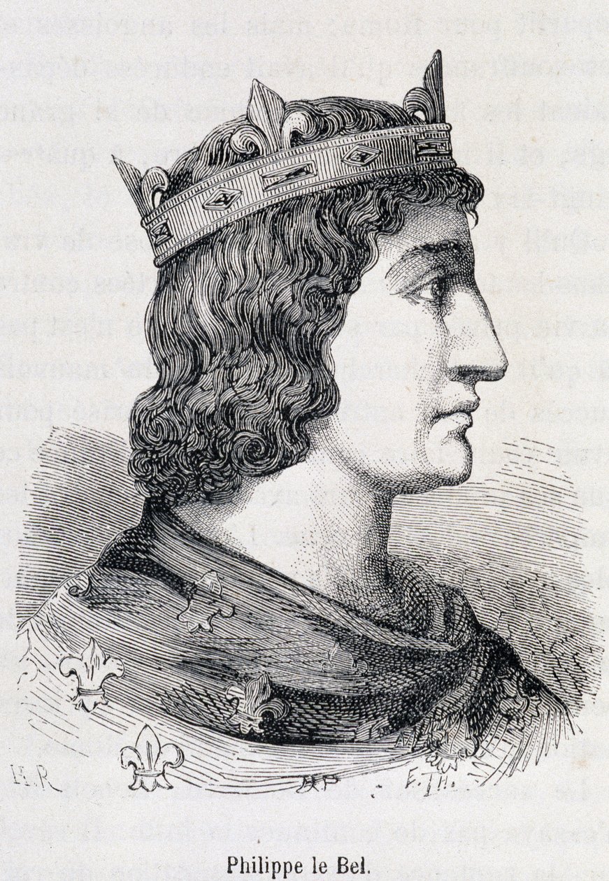 Filips IV de Schone (1268 - 1314) - in "Histoire de France populaire" door Henri Martin, Jouvet, Parijs, T.1 door Unknown artist
