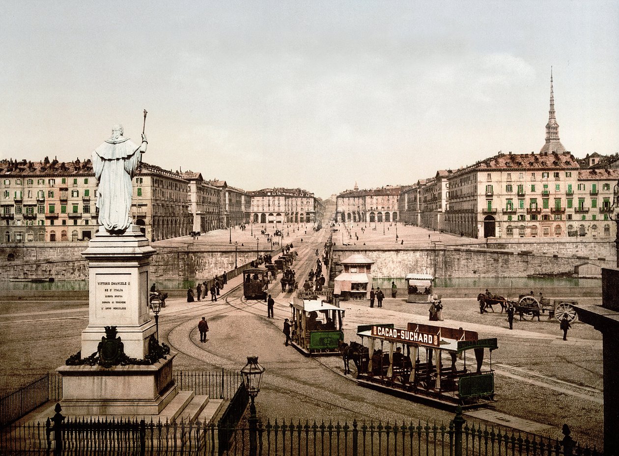 Piazza Vittorio Emanuele in Turijn (Turijn), Italië in 1890 door Unknown artist