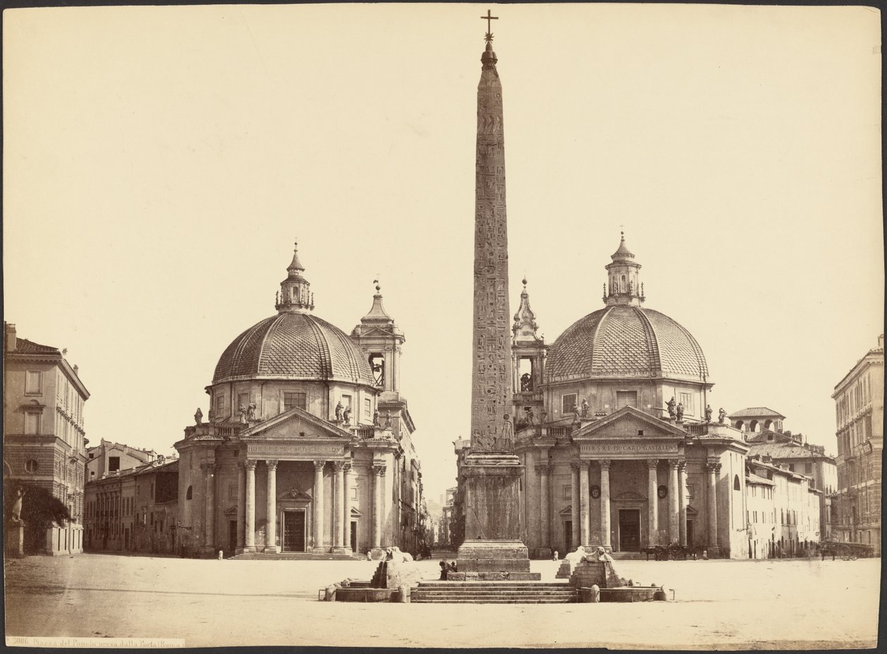 Piazza del Popolo genomen vanaf de poort (Rome) door Unknown artist