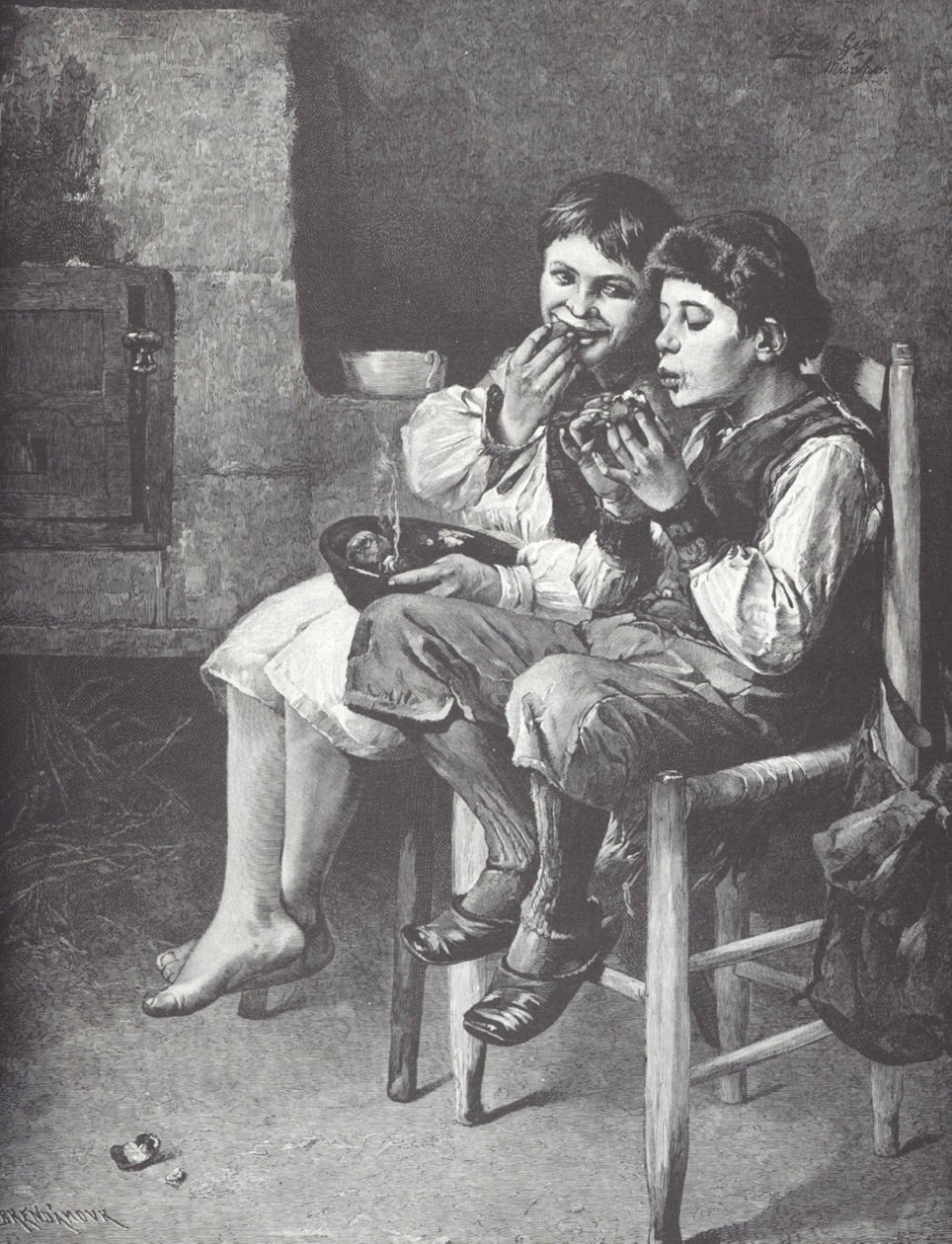 Arme jongens eten, eind 19e eeuw door Unknown artist