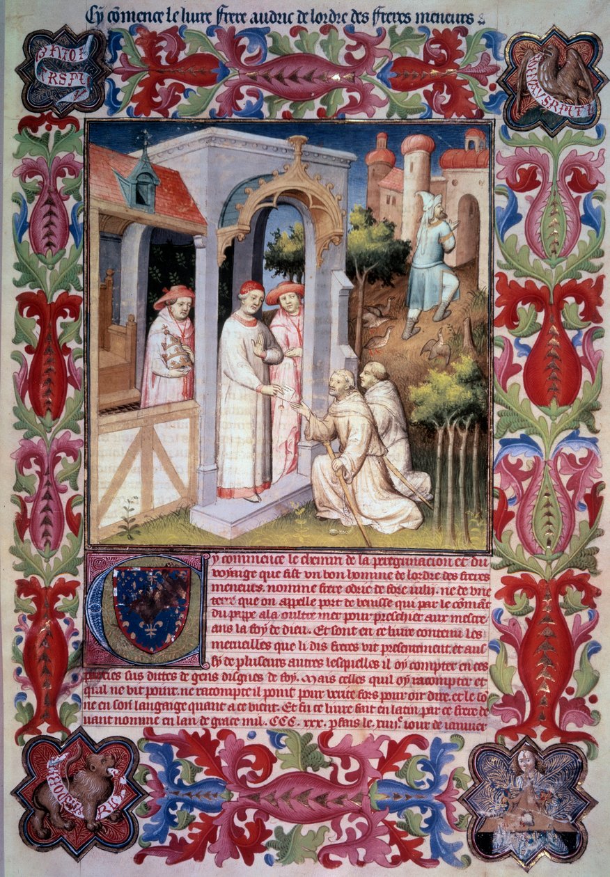 Paus Johannes XXII vertrouwt Odoric van Pordenone (Franciscaan) de missie toe om overzee te evangeliseren door Unknown artist
