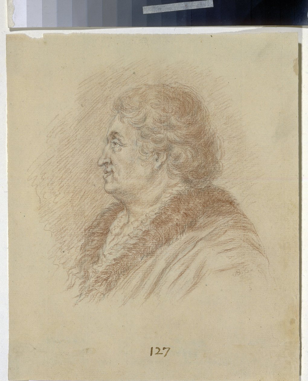 Portret van prins Tauris, generaal veldmaarschalk en staatsman Grigori Aleksandrovitch Potemkine (1739-1791). Anonieme tekening, potlood, sanguine op papier. Russische kunst door Unknown artist