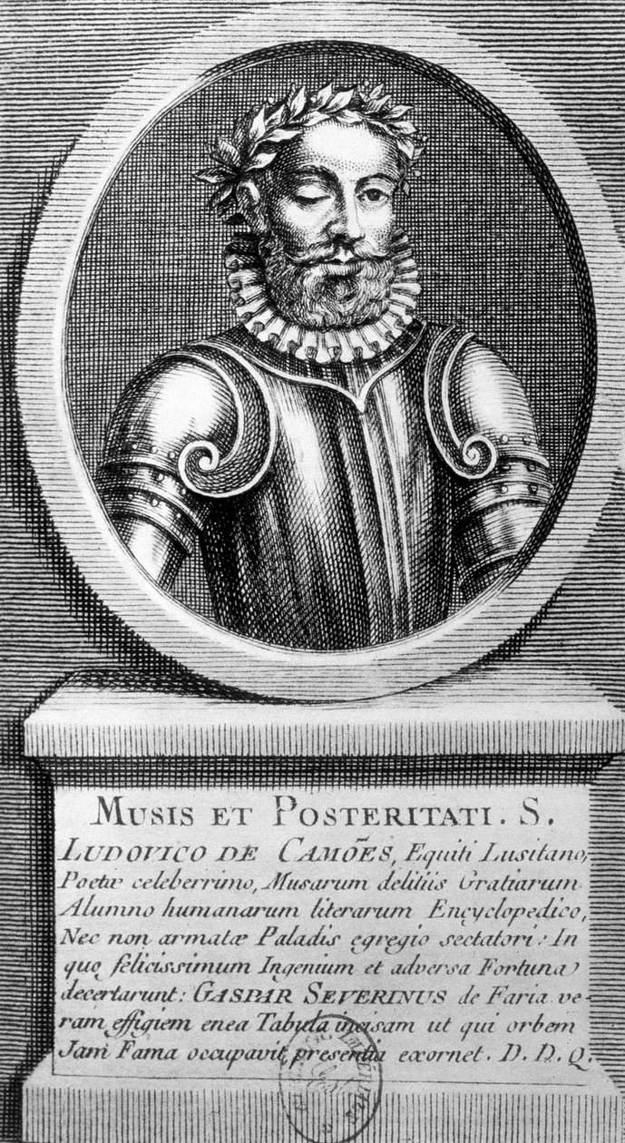 Portret in medaillon door Luis de Camoens (1524-1580) door Unknown artist