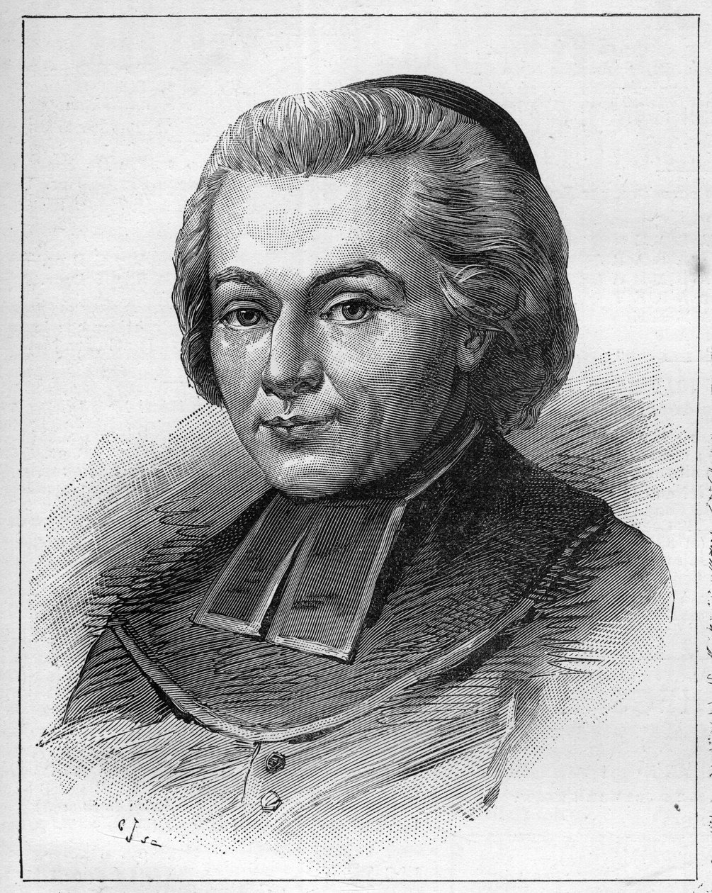 Portret van Abbe Fabre of Jean-Baptiste Fabre, een Franse geestelijke en schrijver. Gravure in Le Monde Illustré door Unknown artist