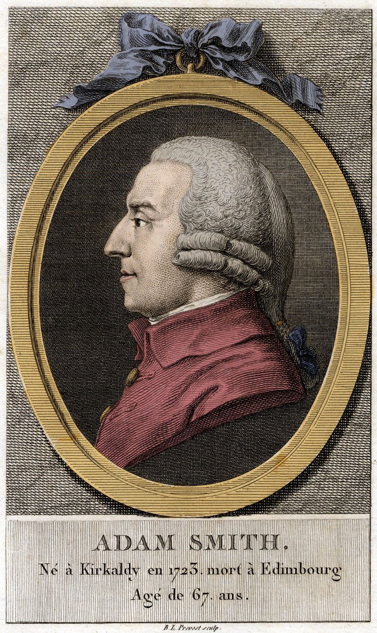 Portret van Adam Smith (1723-1790), Schotse filosoof en econoom. door Unknown artist