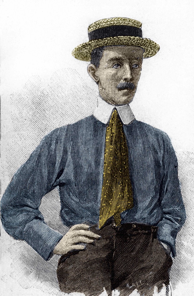 Portret van Alberto Santos-Dumont (1873-1932), Braziliaanse luchtvaartpionier. door Unknown artist