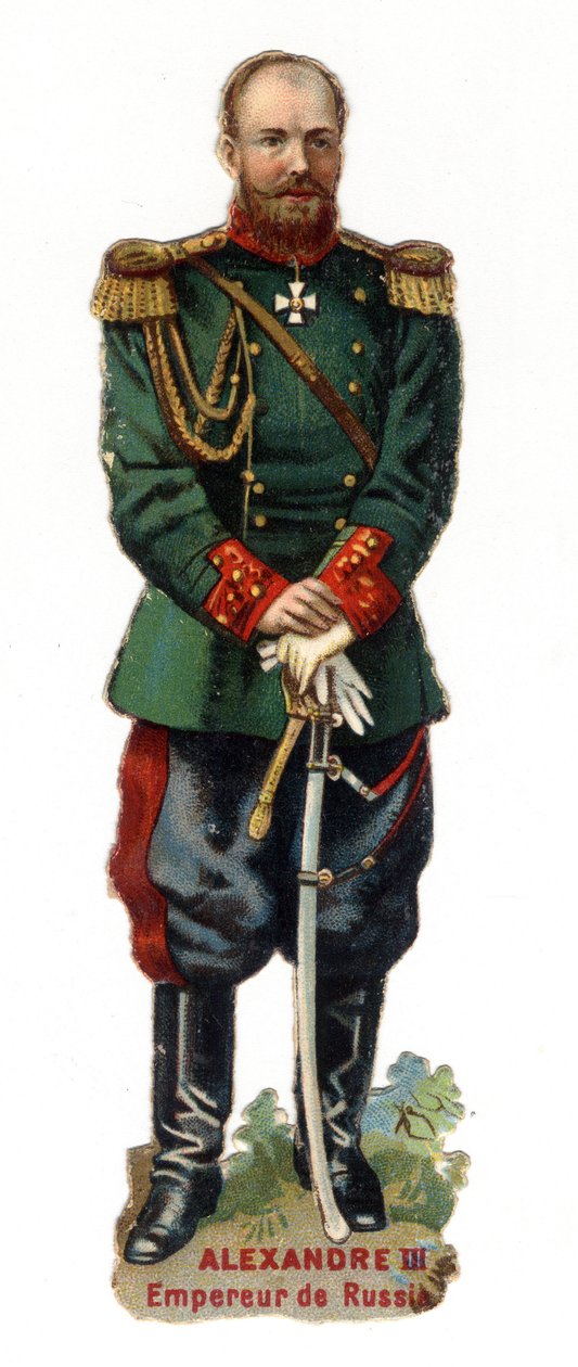 Portret van Alexander III, keizer van Rusland (1845-1894). Late chromolithografie van de 19e eeuw. Privécollectie. door Unknown artist