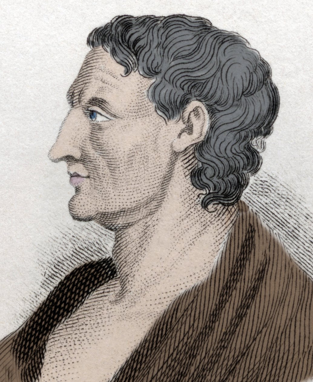 Portret van Aristoteles, bekend als de Stagiriet, in het Grieks Aristoteles, Griekse filosoof (384 v.Chr. tot 322 v.Chr.). Gravure uit de 19e eeuw. door Unknown artist