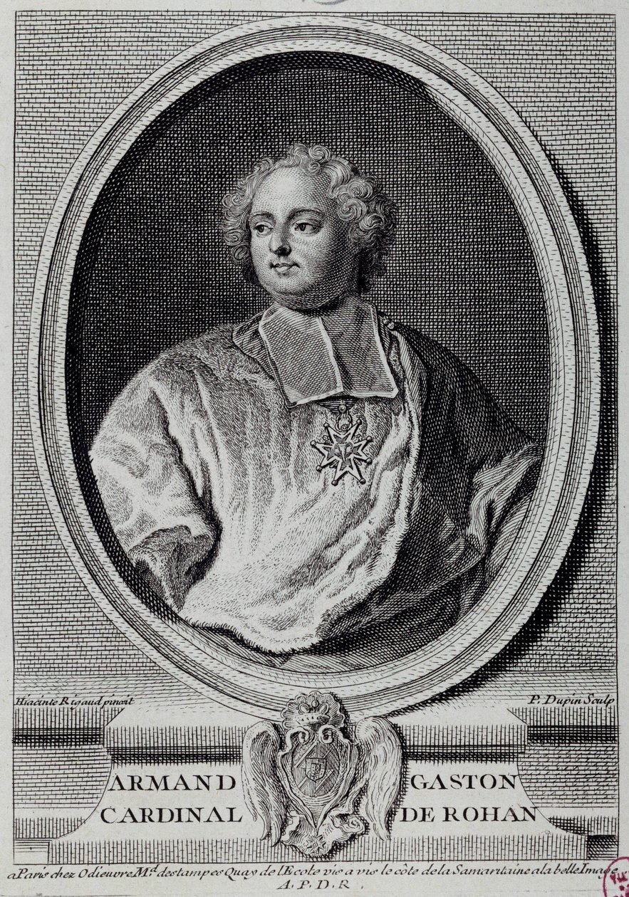 Portret van Armand Gaston Maximilien, Kardinaal de Rohan (1674-1749) Gravure uit de 18e eeuw Parijs, Musée Carnavalet door Unknown artist