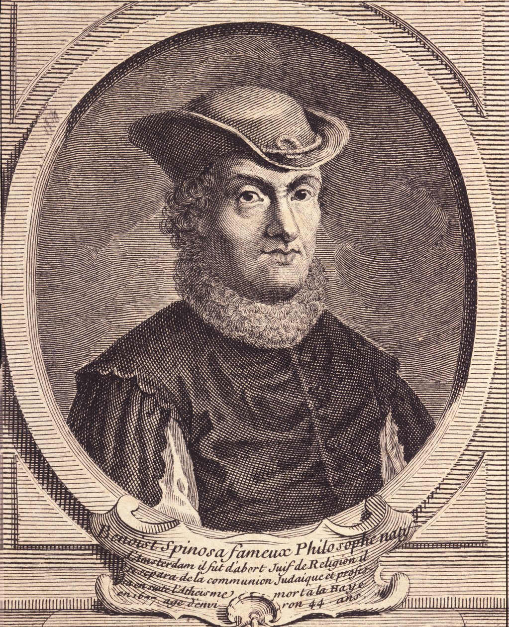 Portret van Baruch Spinoza (1632-1677), Nederlandse filosoof, ook bekend als Bento de Espinosa of Benedictus de Spinoza of Benoit de Spinoza. Gravure uit de 18e eeuw. door Unknown artist