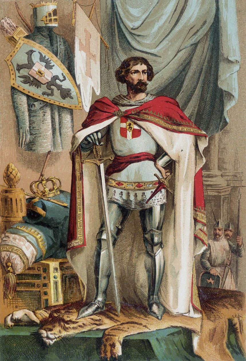 Portret van Boudewijn I, Latijns Keizer van het Oosten, werd Keizer van Constantinopel door deelname aan de Vierde Kruistocht. Ook bekend als Boudewijn IX van Vlaanderen (of Boudewijn VI van Henegouwen) door Unknown artist