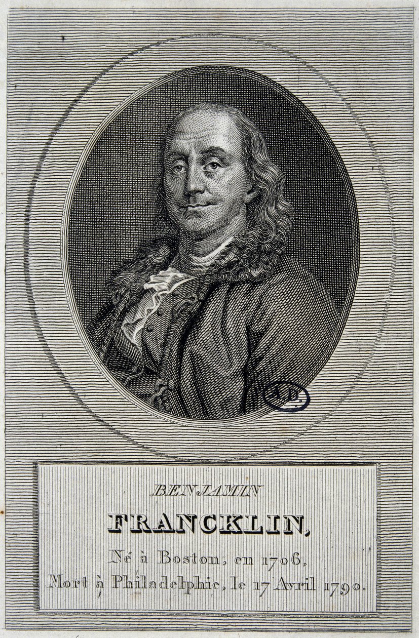Portret van Benjamin Franklin, Amerikaanse politicus en natuurkundige (1706-1790) door Unknown artist