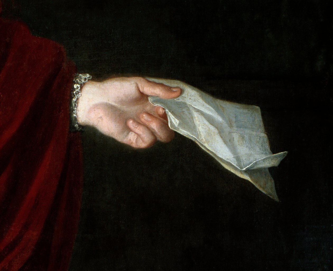 Portret van kardinaal de Cambout de Coislin, bisschop van Orleans, prior van Longpont (detail van de gevouwen brief) door Unknown artist