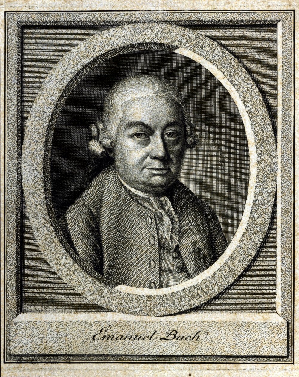 Portret van Carl Philippe Emanuel Bach, de Bach van Berlijn en Hamburg, vijfde kind van Johann Sebastian Bach door Unknown artist